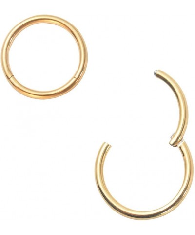 Nose Ring Septum Hoop 20G/18G/16G/14G/12G 316L Surgical Stainless Steel Hinged Seamless Earrings, Diameter 5MM-16MM, Gold/Sil...