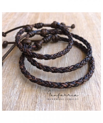 Leather Bracelet for Men Women Braided Brown Genuine Leather- 100% Handmade, Adjustable Band. Gift Ready Jewelry. Gifts for B...