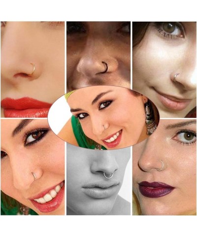 Nose Ring Septum Hoop 20G/18G/16G/14G/12G 316L Surgical Stainless Steel Hinged Seamless Earrings, Diameter 5MM-16MM, Gold/Sil...