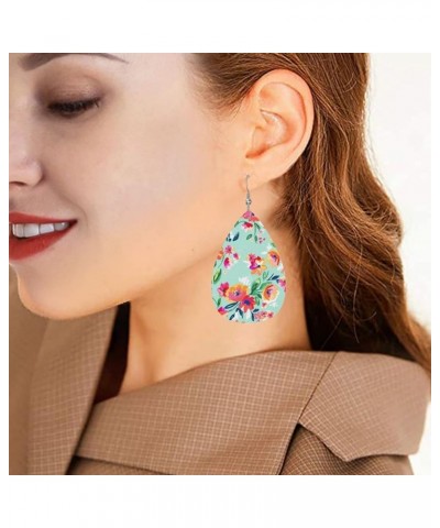 London Uk Flag Faux Leather Earrings For Women Girls Lightweight Teardrop Dangle Earrings Gift Painted Flowers $8.11 Earrings