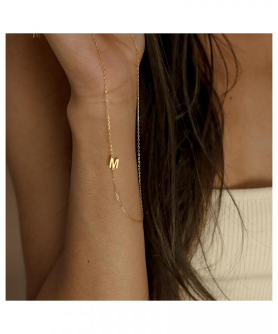 Cute Gold Initial Necklace for Women, Dainty Gold Letter Necklaces 14K Gold Plated sideways Initial Necklaces Simple Gold Cho...