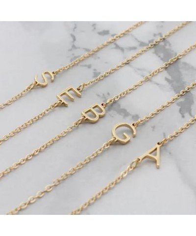 Cute Gold Initial Necklace for Women, Dainty Gold Letter Necklaces 14K Gold Plated sideways Initial Necklaces Simple Gold Cho...