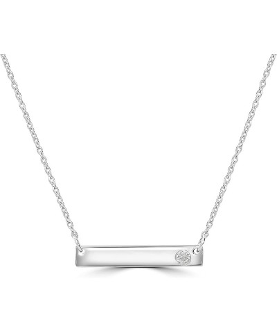 925 Sterling Silver Bar Necklace with Genuine Stone For Women & Girls With 16 + 4 Inch Extender Cable Chain. Gemstone and Bir...