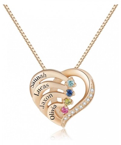 Grandma Necklace with 2-4 Simulated Birthstones Personalized Family Pendant Women's Promise Necklace Engraved Names Jewelry G...