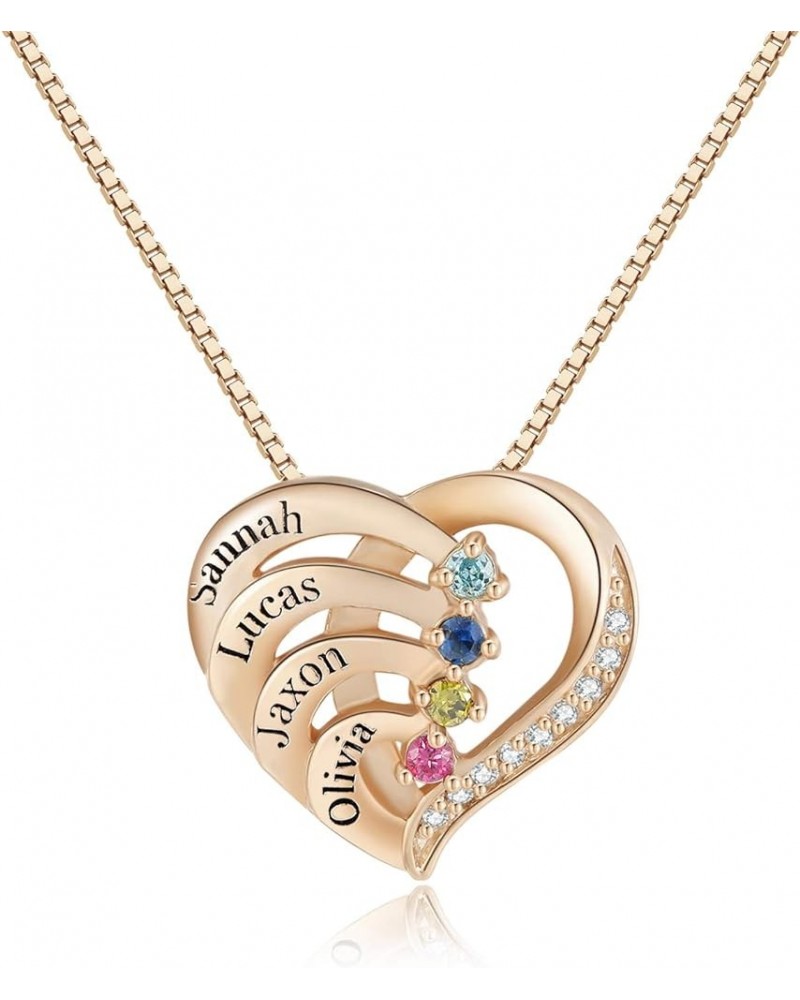 Grandma Necklace with 2-4 Simulated Birthstones Personalized Family Pendant Women's Promise Necklace Engraved Names Jewelry G...