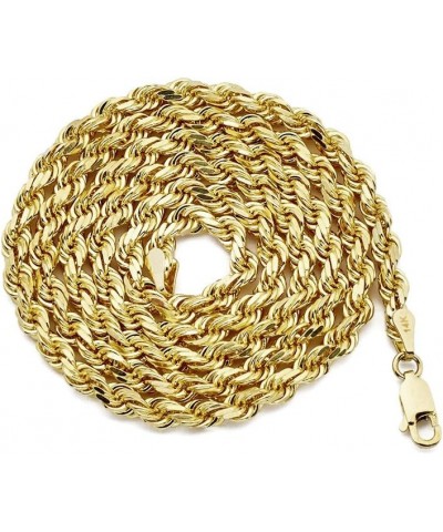 14K Yellow Gold 4mm Solid Diamond Cut Rope Chain Necklace with Lobster Lock 30.0 Inches $518.60 Necklaces