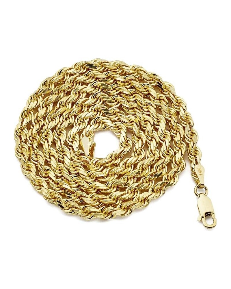 14K Yellow Gold 4mm Solid Diamond Cut Rope Chain Necklace with Lobster Lock 30.0 Inches $518.60 Necklaces