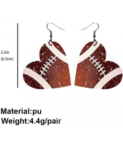 Heart Shape Retro Sports Ball Leather Dangle Earrings Baseball Basketball Soccer Shape Earrings basketball $5.83 Earrings