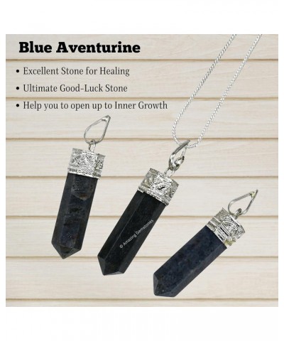 Black Tourmaline Crystal Pencil Point Pendant Necklace with Adjustable Cord - Natural Healing Crystals and Stones for Men, Wo...