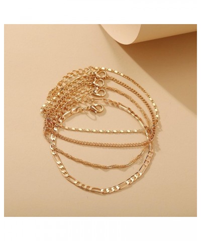 Layered Figaro Link Chain Anklet Vintage Braided Rope Chain Anklet Punk Thin Ankle Bracelets Set Gold Minimalist Chain Anklet...