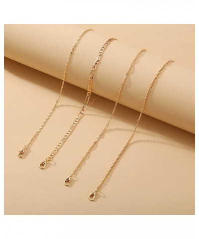 Layered Figaro Link Chain Anklet Vintage Braided Rope Chain Anklet Punk Thin Ankle Bracelets Set Gold Minimalist Chain Anklet...