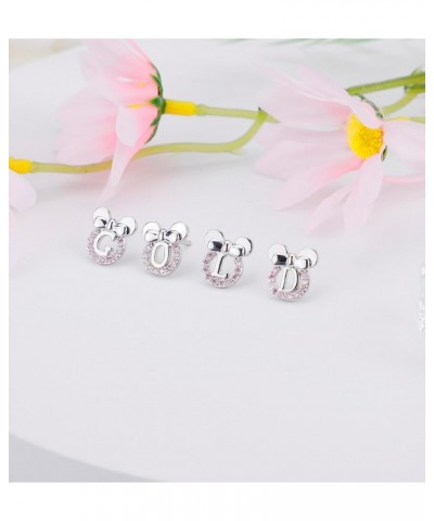 Initial Stud Earrings for Girls 925 Sterling Silver Pink Cubic Zirconia Alphabet Letter Earrings 14K Gold Plated Hypoallergen...