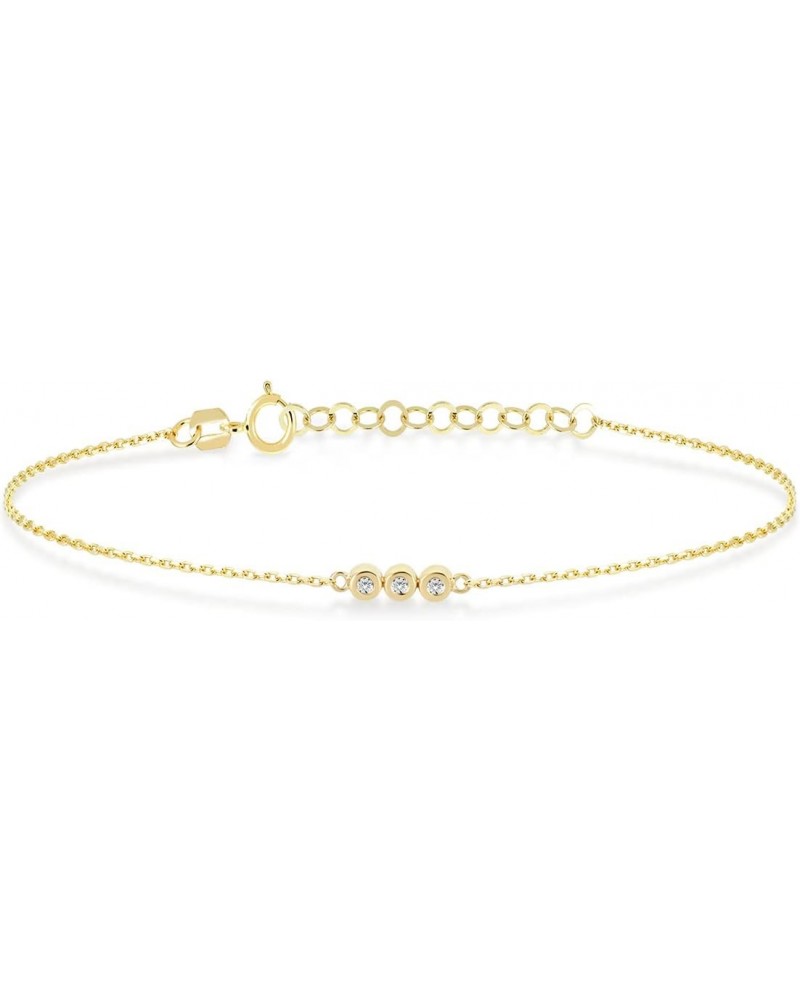 Diamond Bezel Three Stone Bracelet in 14K Solid Gold $85.76 Bracelets