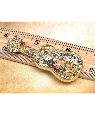 Golden Tone Clear Crystal Colored Rhinestones Acoustic Guitar Brooch Pin Clear $11.82 Brooches & Pins