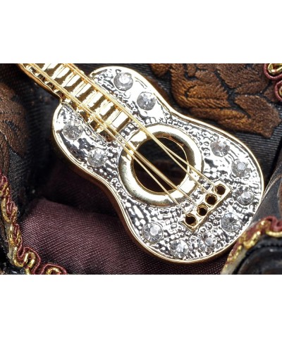 Golden Tone Clear Crystal Colored Rhinestones Acoustic Guitar Brooch Pin Clear $11.82 Brooches & Pins