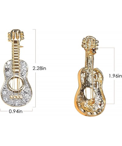 Golden Tone Clear Crystal Colored Rhinestones Acoustic Guitar Brooch Pin Clear $11.82 Brooches & Pins