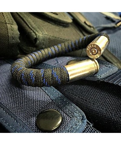 Thin Blue Line Paracord 40 Caliber Bullet Casing Bracelet $10.25 Bracelets