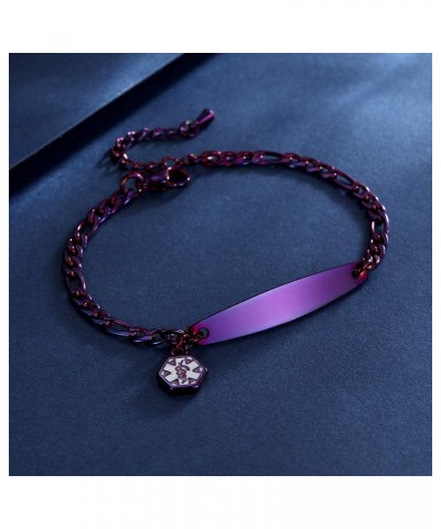 Fashion small Figaro medical alert bracelet for women adjustable 6.5-8 inch Purple coumadin $14.56 Bracelets