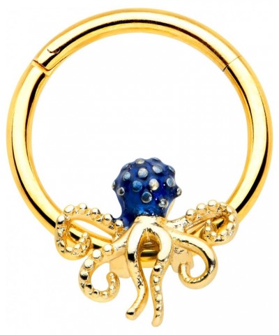 16G PVD 316L Stainless Steel Clicker Hinged Segment Septum Cartilage Blue Octopus Nose Hoop 3/8 $13.51 Body Jewelry