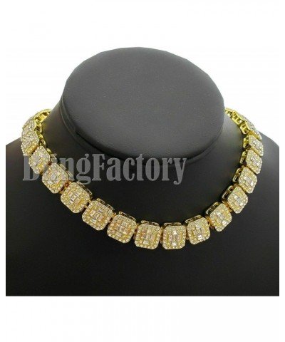 Gold Plated 4KT Medal Pendant & 12mm 16" 18" 20" Iced Baguette Choker Chain Hip Hop Jewelry Necklace $22.08 Necklaces