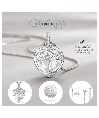 June Birthstone Necklace for Women, Heart Shaped Tree of Life Pendant, Birthday Necklace for Women, Birthstone Jewelry for Wo...