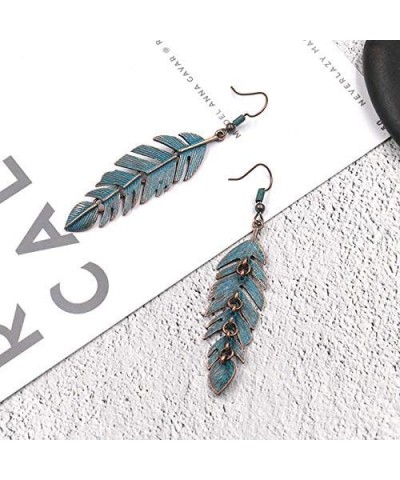 Handmade Boho Lightweight Statement Retro Leaf Plant Drop Earrings with Detailed Texture Pendant for Women Girls Best Holiday...