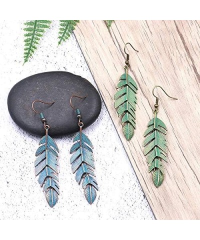 Handmade Boho Lightweight Statement Retro Leaf Plant Drop Earrings with Detailed Texture Pendant for Women Girls Best Holiday...