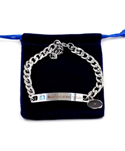 Stainless Steel Chain Bangle Bracelets Engraved Faith as Small as Mustard Seed Can Move Mountains Y1133 Blue cz&silver color ...