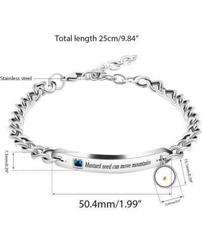 Stainless Steel Chain Bangle Bracelets Engraved Faith as Small as Mustard Seed Can Move Mountains Y1133 Blue cz&silver color ...