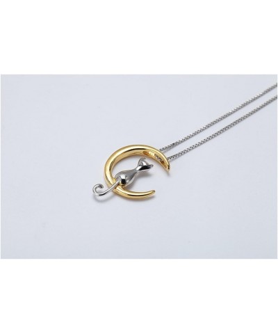 Jewelry Cat On Moon Pendant Necklace 18 Silver, gold $9.17 Necklaces