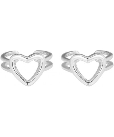 Simple Love Heart Cartilage Ear Cuffs Wrap Earrings 925 Sterling Silver Heart in Heart Clip On Fake Hoop Earrings Non Piercin...