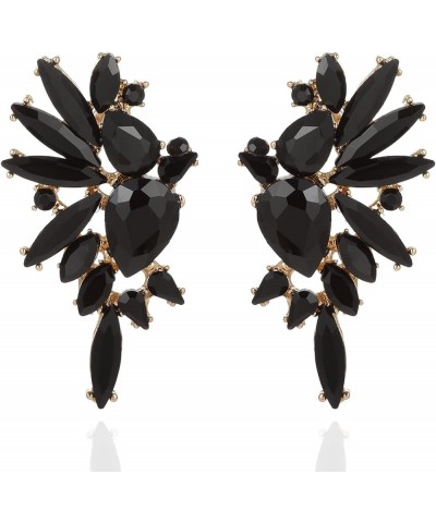 Vintage Rhinestone Statement Earrings Retro Big Cluster Crystal Drop Dangle Earrings for Women Girls Black $10.08 Earrings