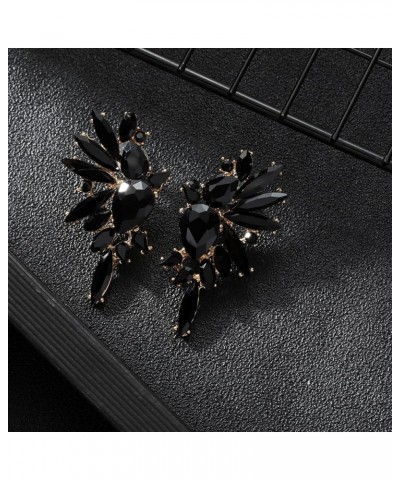 Vintage Rhinestone Statement Earrings Retro Big Cluster Crystal Drop Dangle Earrings for Women Girls Black $10.08 Earrings