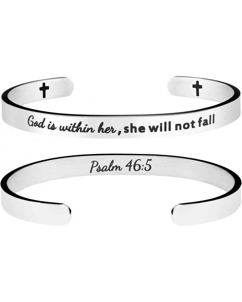 Easter Gifts for Women Bracelets for Christians Stainless Steel Charm Jewelry Jesus Christ Saying God is Within Her She Will ...