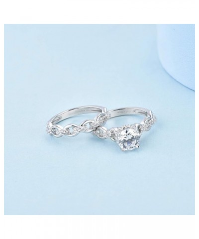 Women Ring Bridal Sets,925 Sterling Silver Infinity Engagement Wedding Anniversary Promise Ring with 7mm 5A Cubic Zirconia,Je...