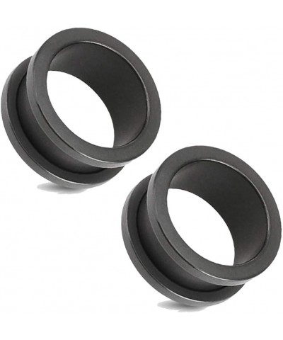 PAIR OF FLARED SCREW FIT TUNNELS 316L SURGICAL STEEL SOLID MATTE BLACK IP 2GA (6mm) $16.51 Body Jewelry