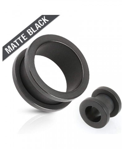 PAIR OF FLARED SCREW FIT TUNNELS 316L SURGICAL STEEL SOLID MATTE BLACK IP 2GA (6mm) $16.51 Body Jewelry