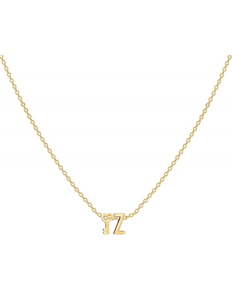 18K Gold Heart Initial Necklace for Women, Stainless Steel Tiny Letter Dainty Key Pendant Necklaces Gift for Girl Gold Z $10....