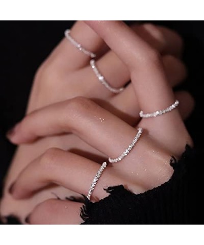 4pcs Women Elastic beads Rings Set Gold Silver Twist Chain Different Size Shine Stacking Ring Jewelry silver $8.39 Rings