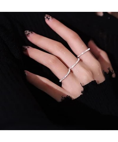 4pcs Women Elastic beads Rings Set Gold Silver Twist Chain Different Size Shine Stacking Ring Jewelry silver $8.39 Rings