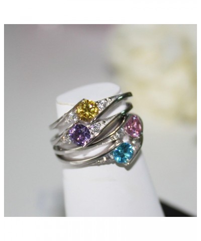 Sterling Silver New Round Simulated Gemstone Solitaire Fashion Ring Sizes 3-10 Rose Gold Plated Clear $10.79 Rings