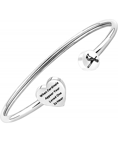 Memorial Jewelry Sympathy Gift When Cardinals Appear Your Loved One is Near Cuff Bangle Cardinal Memorial Bracelet silver $9....