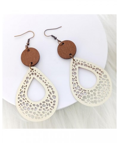 Wooden Round Geometric Earrings Retro Hollow Out Circle Earrings Big Lightweight Statement Jewelry Suitable for Women and Gir...