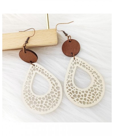 Wooden Round Geometric Earrings Retro Hollow Out Circle Earrings Big Lightweight Statement Jewelry Suitable for Women and Gir...