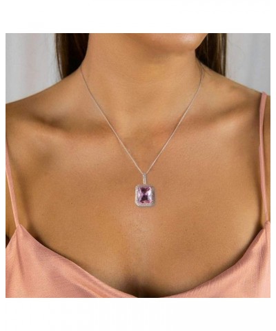 Hip Hop 6 Colors Solitaire Pendant Cubic Zirconia Halo Pendant Necklace with Solid Back… Citrine-rose gold $11.27 Necklaces