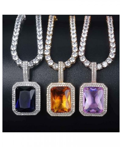 Hip Hop 6 Colors Solitaire Pendant Cubic Zirconia Halo Pendant Necklace with Solid Back… Citrine-rose gold $11.27 Necklaces