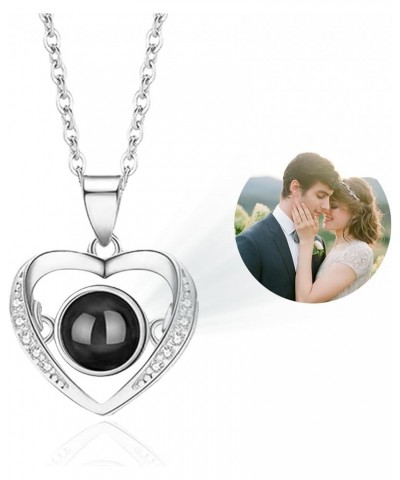 Custom Photo Projection Necklace Personalized Photo Love Heart Projection Pendant Customized Hidden Love Necklace for Mom Per...