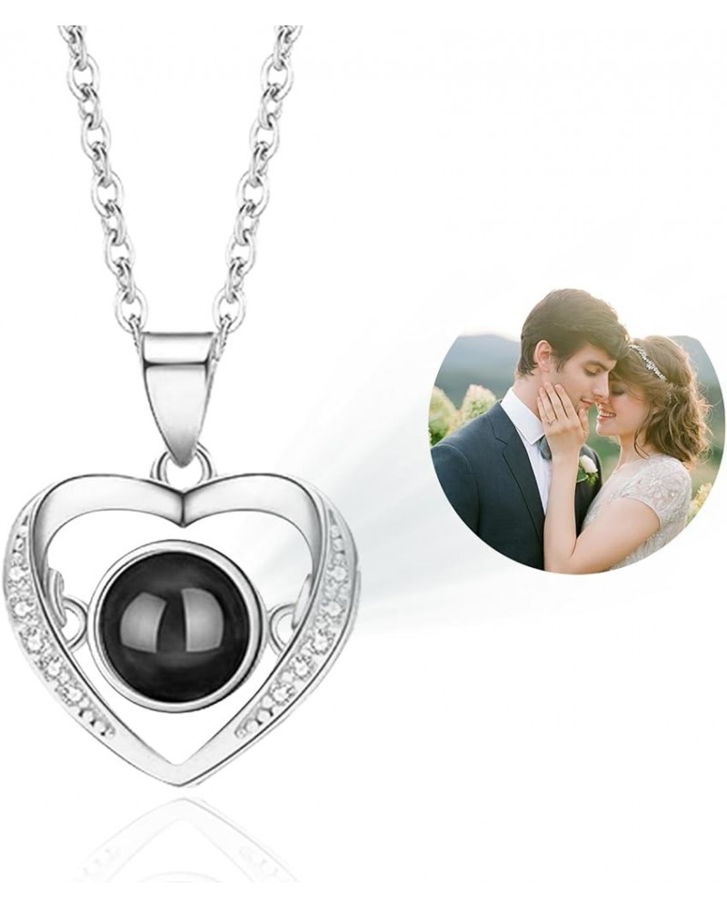 Custom Photo Projection Necklace Personalized Photo Love Heart Projection Pendant Customized Hidden Love Necklace for Mom Per...