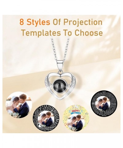 Custom Photo Projection Necklace Personalized Photo Love Heart Projection Pendant Customized Hidden Love Necklace for Mom Per...