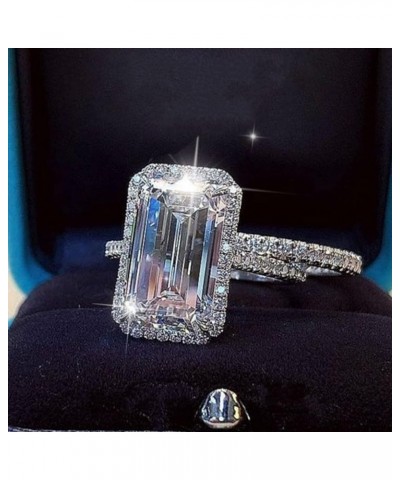 2023 New Square Silver Rhinestone Cubic Zirconia Bridal Square Rhinestone Engagement Ring Full Diamond Zirconia Solitaire Rin...